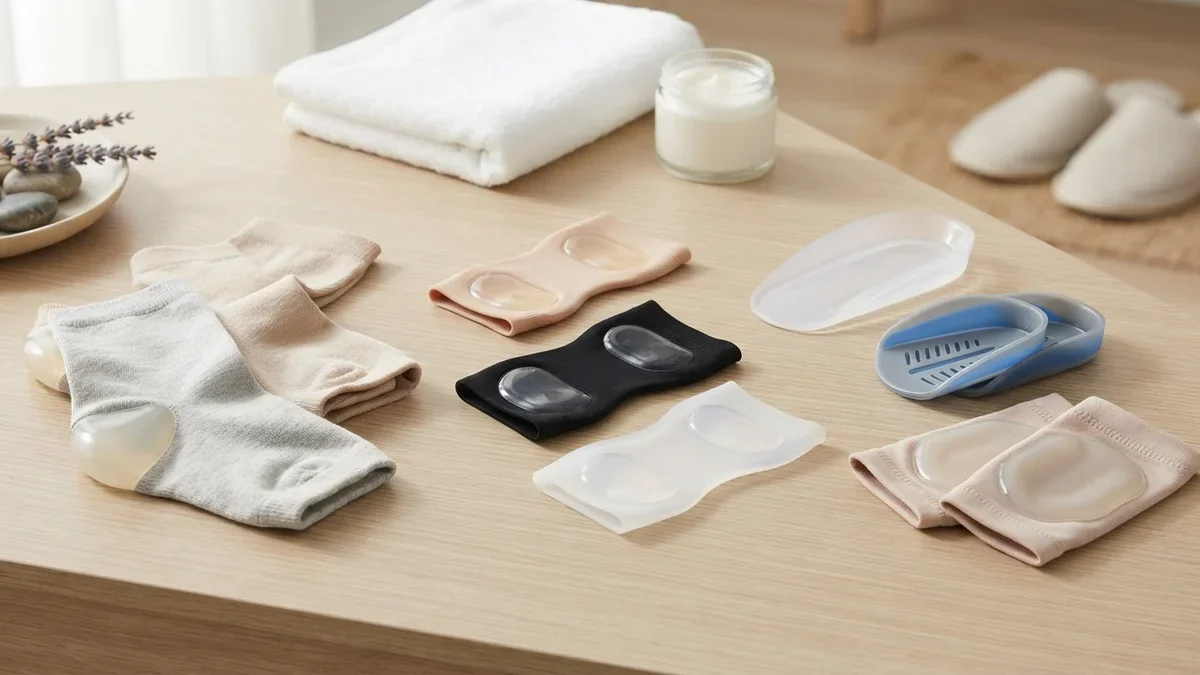 8 Gel Heel Sleeves and Socks for Dry, Cracked Heels