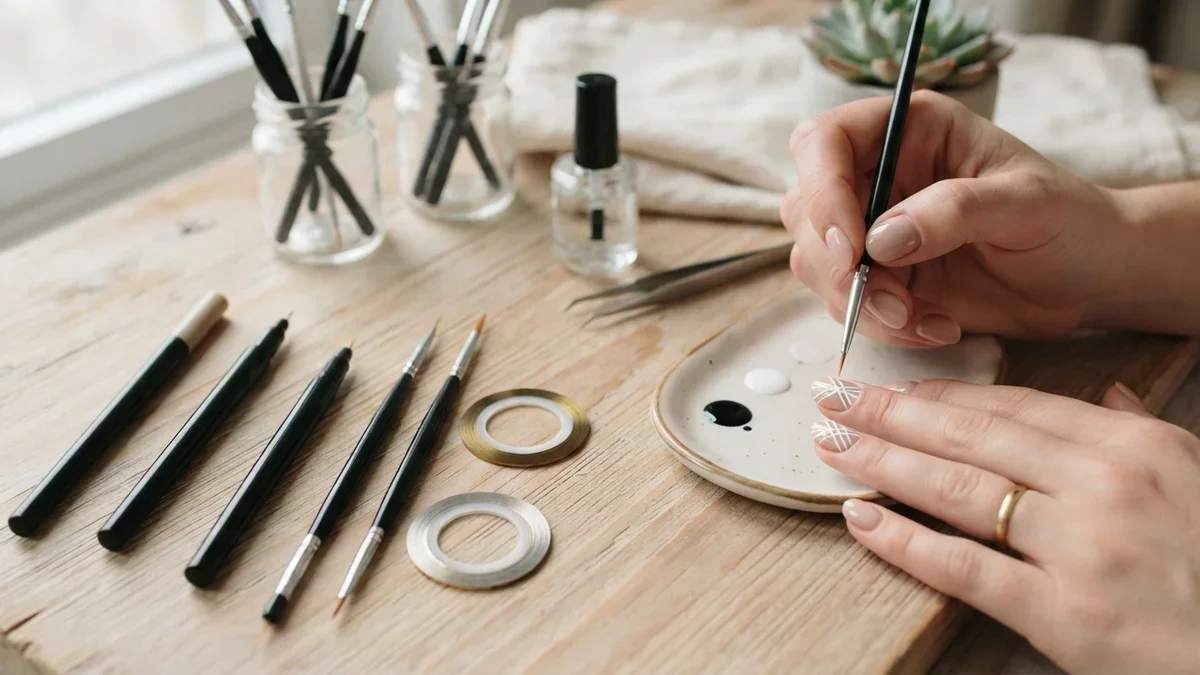 8 Nail Art Liner Pens and Striping Tape for Fine-Line Designs