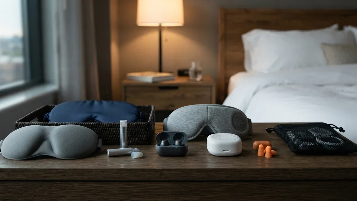 8 Hotel Sleep Kit Essentials: Eye Masks, Earplugs, and Portable Sound for Travel