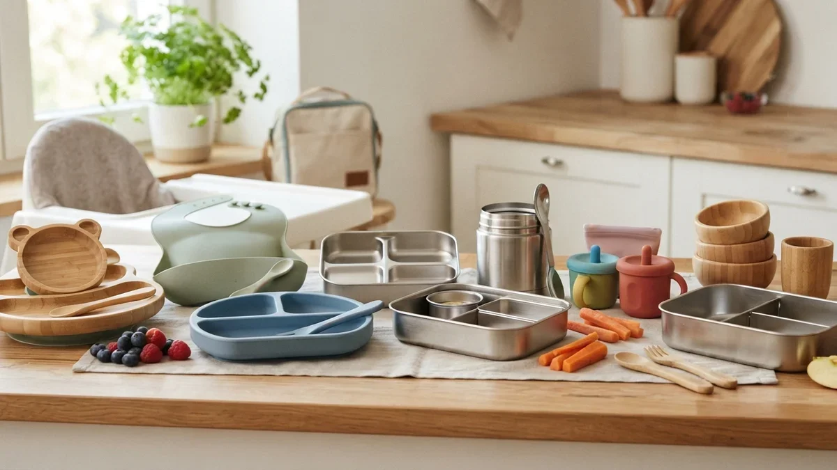 8 Low-Waste Kids' Mealtime Sets in Bamboo, Silicone and Stainless Steel