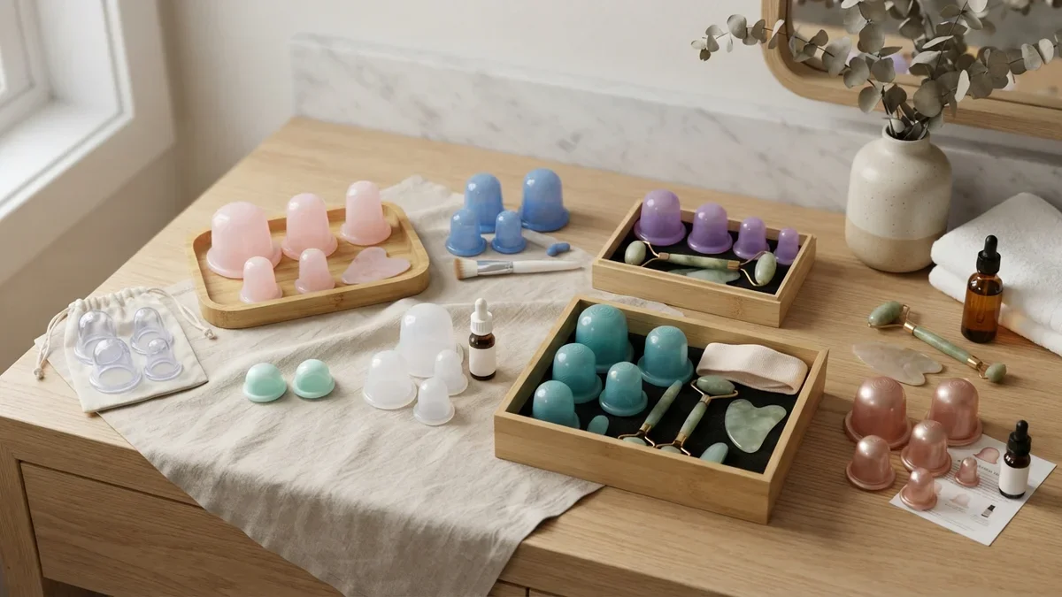 8 Silicone Facial Cupping Sets for Lymphatic Massage at Home