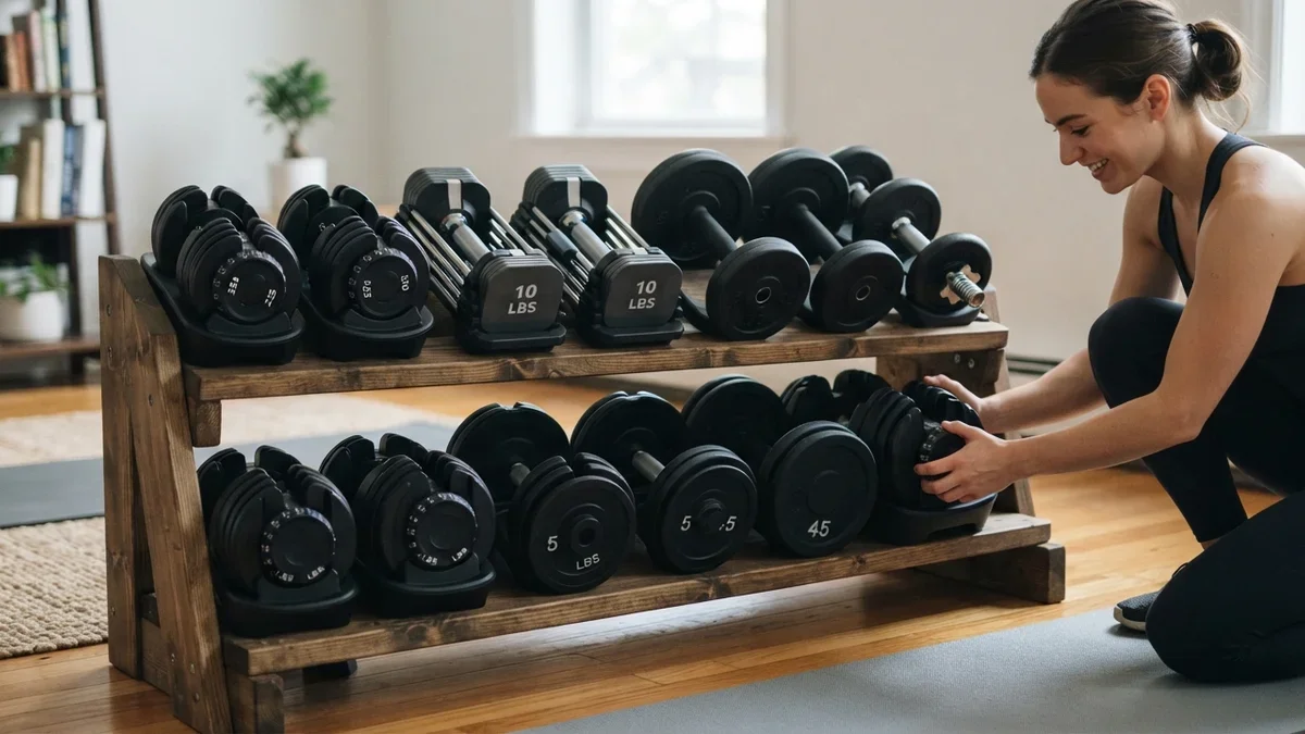 8 Adjustable Dumbbells for Women's Strength Training in Small Spaces